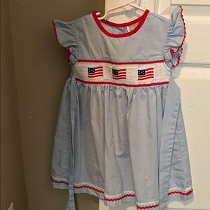 Charming Blue Kids Dress with Flag Accents